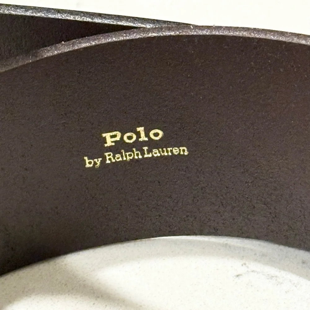 POLO Ralph Lauren Brown Vachetta Leather Square-Buckle Wide Belt, Size Large